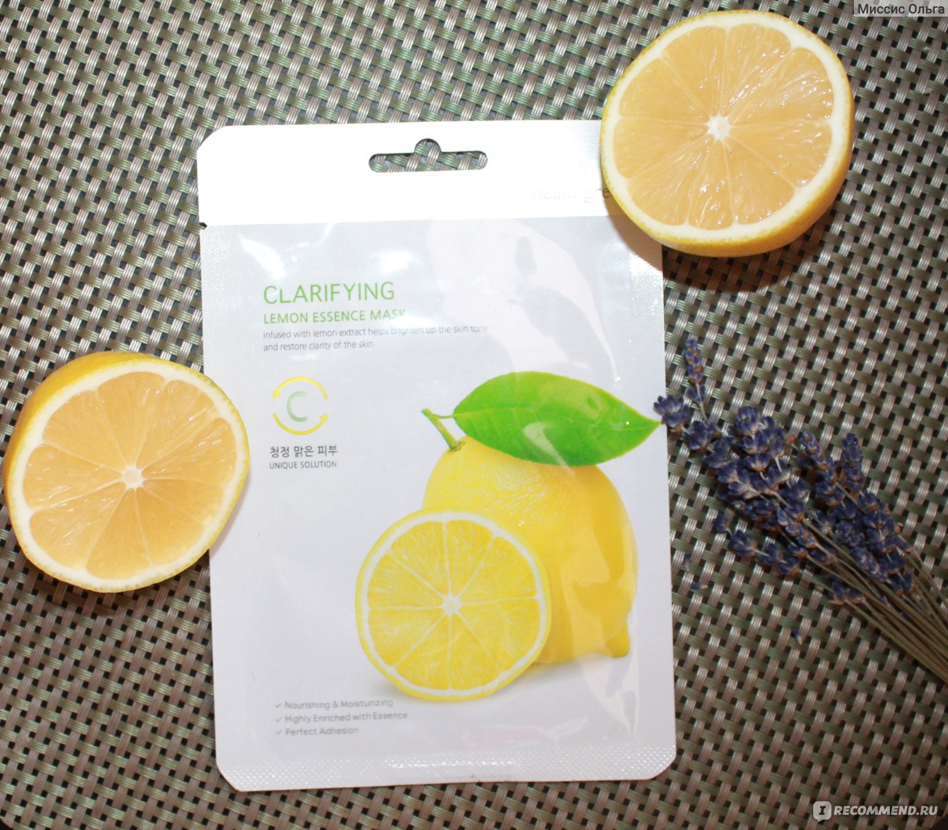 Тканевая маска для лица BeauuGreen Clarifying Lemon Essence Mask Очищающая  тканевая маска с экстрактом лимона - «Тканевая маска для лица BeauuGreen  Clarifying Lemon Essence Mask мне понравилась и захотелось приобрести еще.  Фото