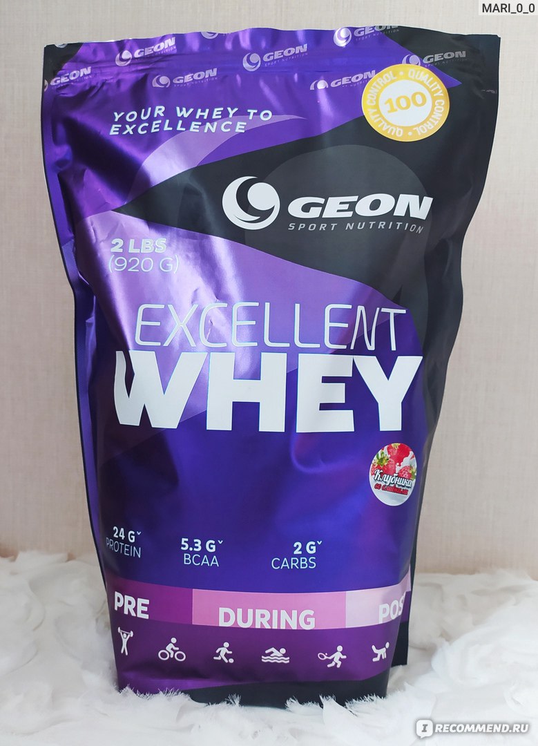 Протеин GEON EXCELLENT WHEY Клубника со сливками, 77% белка - «Протеин GEON  Exelent Whey 