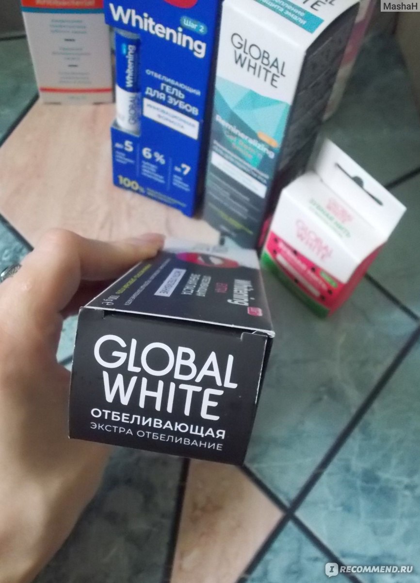 Отбеливающая зубная паста Extra Global White - «Зубная паста с древесным  углем для подготовки к отбеливанию - первый шаг в четырёхступенчатой  программе 