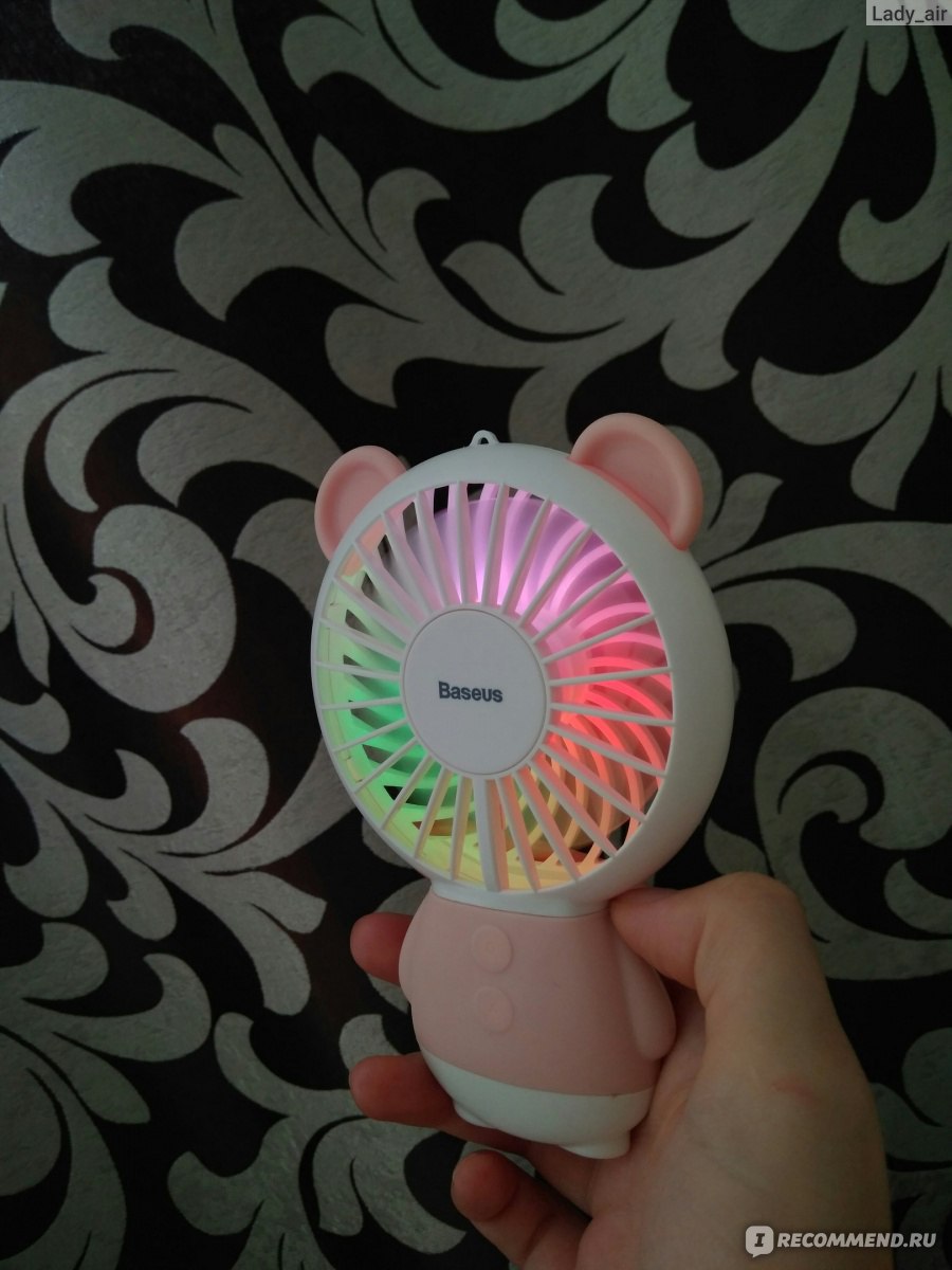 Вентилятор Aliexpress Baseus Portable Rechargeable Mini USB Hand Fan For  Travelling Outdoor Office Creative Cooling Fan with Colorful Led Night  Light - «Чудо мишка-вентилятор)) Фирменная вещица для дома, офиса и жизни.  Тот