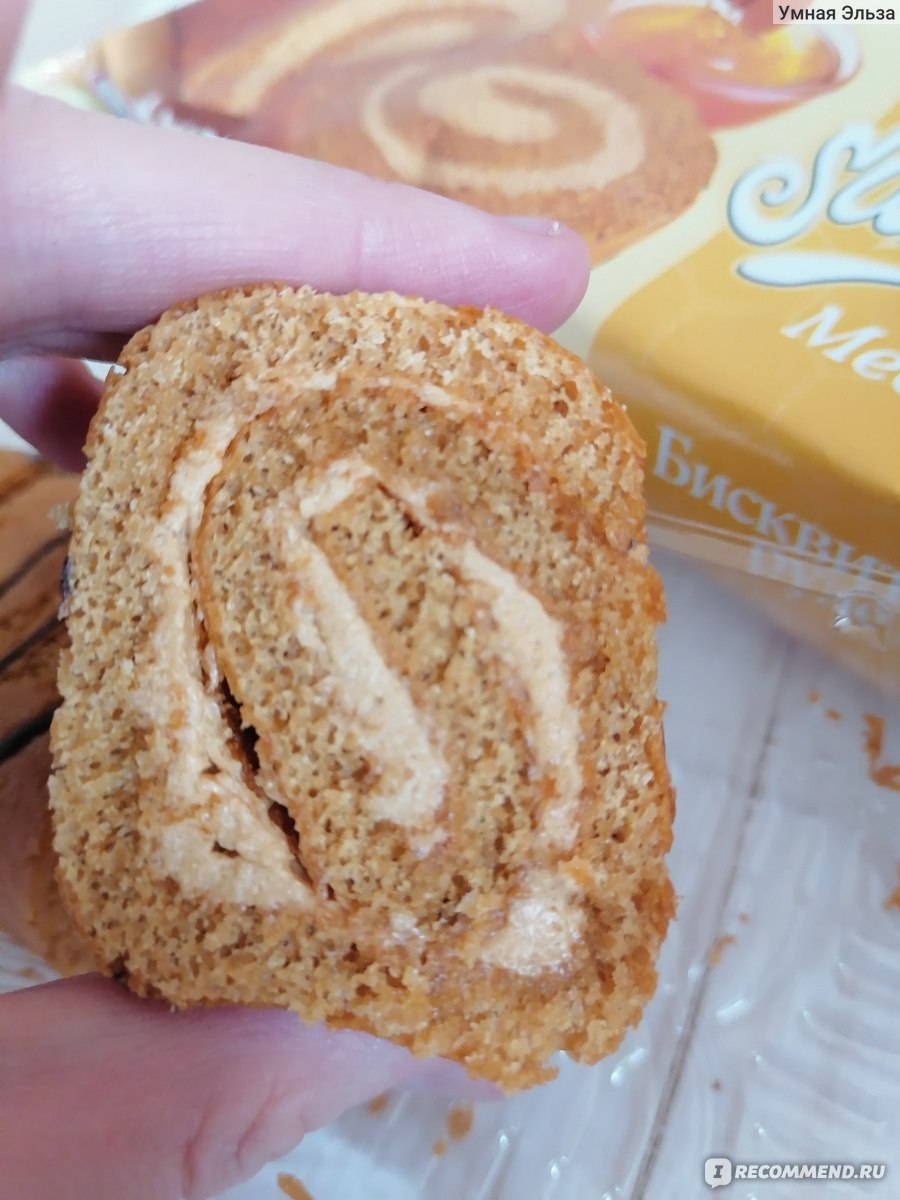 Бисквитный рулет KOVIS Медовый Swiss roll - «Медовая вкусняшка из кремом из  вареной сгущенки» | отзывы