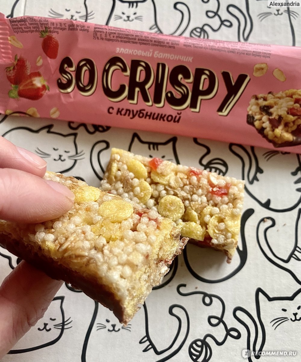 Злаковый батончик “SO CRISPY” с клубникой - «Злаковый батончик за 19 ...
