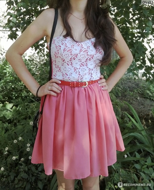 Платье летнее Ebay New Ladies' High Kelly Lace Pink Dress Women's Dipped Waist Party Wear dress фото