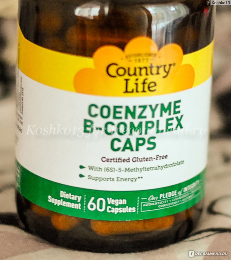 БАД Country Life Coenzyme B-complex caps витамин B в капсулах iHerb отзыв фото