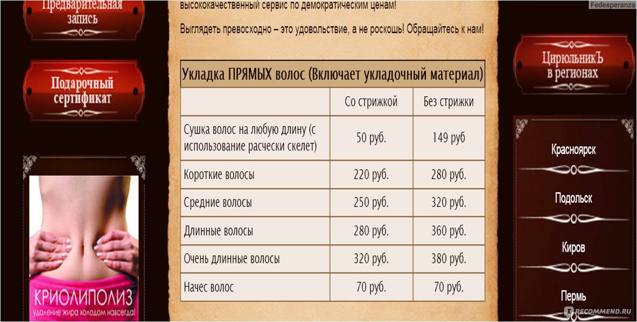 Цирюльникъ» - сеть салонов красоты - «ценовой обман салона красоты Цирюльник»  | отзывы