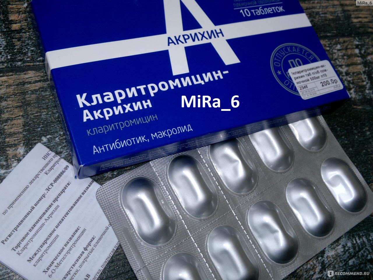 Антибиотик кларитромицин 500