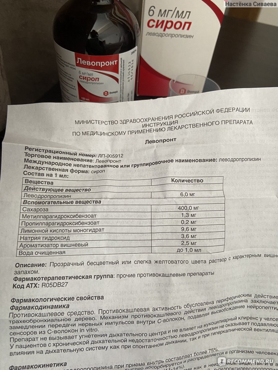 Сироп от кашля Левопронт 6 мг/мл (Леводропропизин) - «Больше никакого ...
