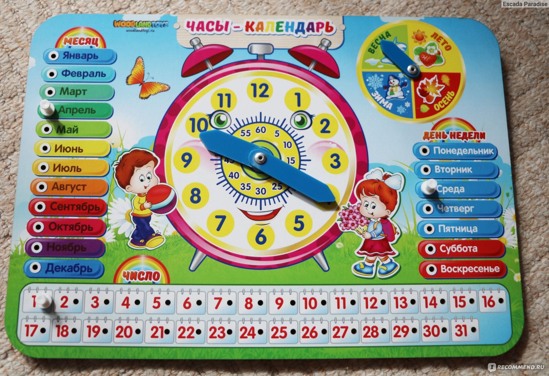 Часы-календарь детские развивающие 7183849