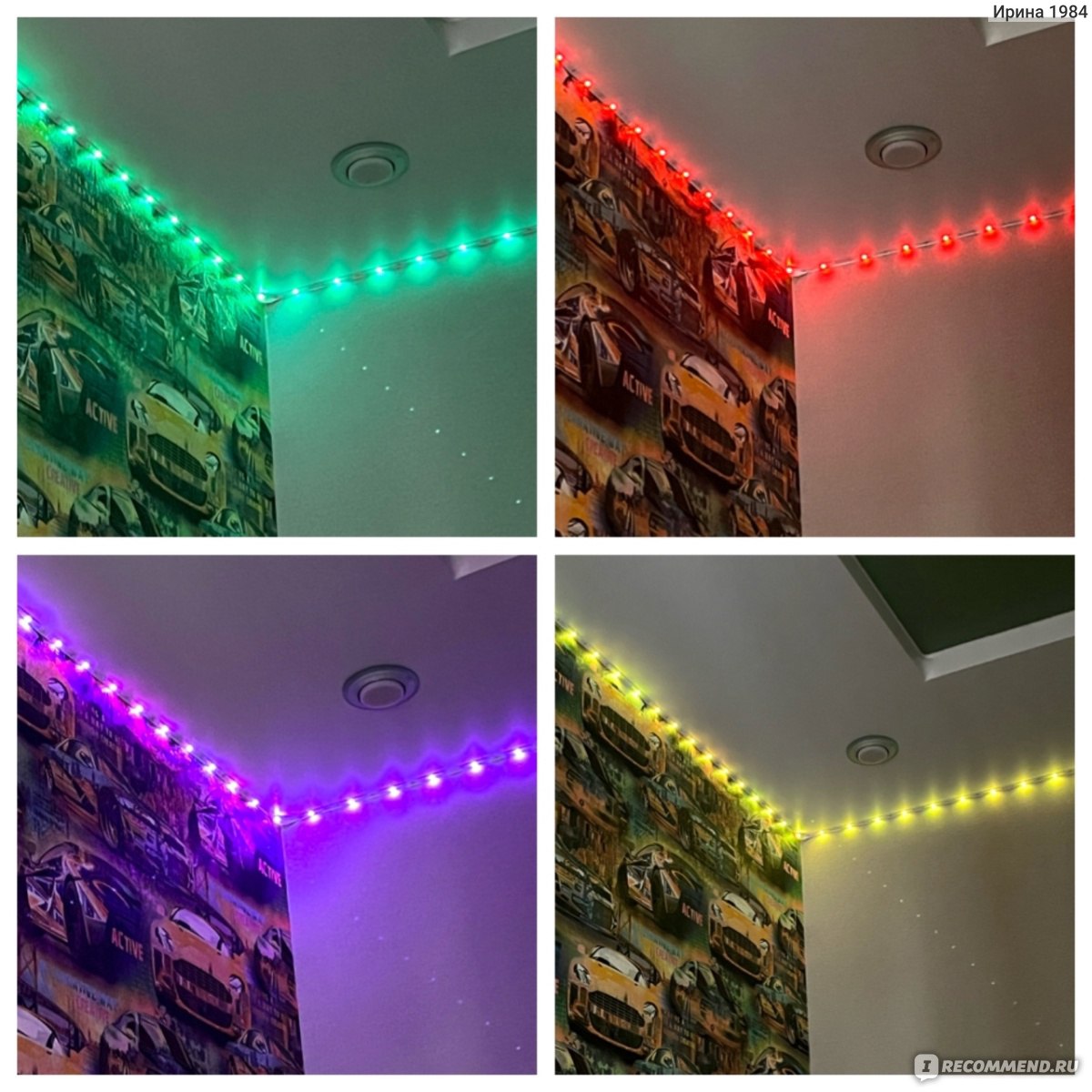 TechHouse Светодиодная лента 20 метров с пультом RGB LED многоцветная -  «Две светодиодные ленты по 20 метров, по всему периметру потолка и одному  углу, в комнатах. Фото упаковки и ленты на потолках