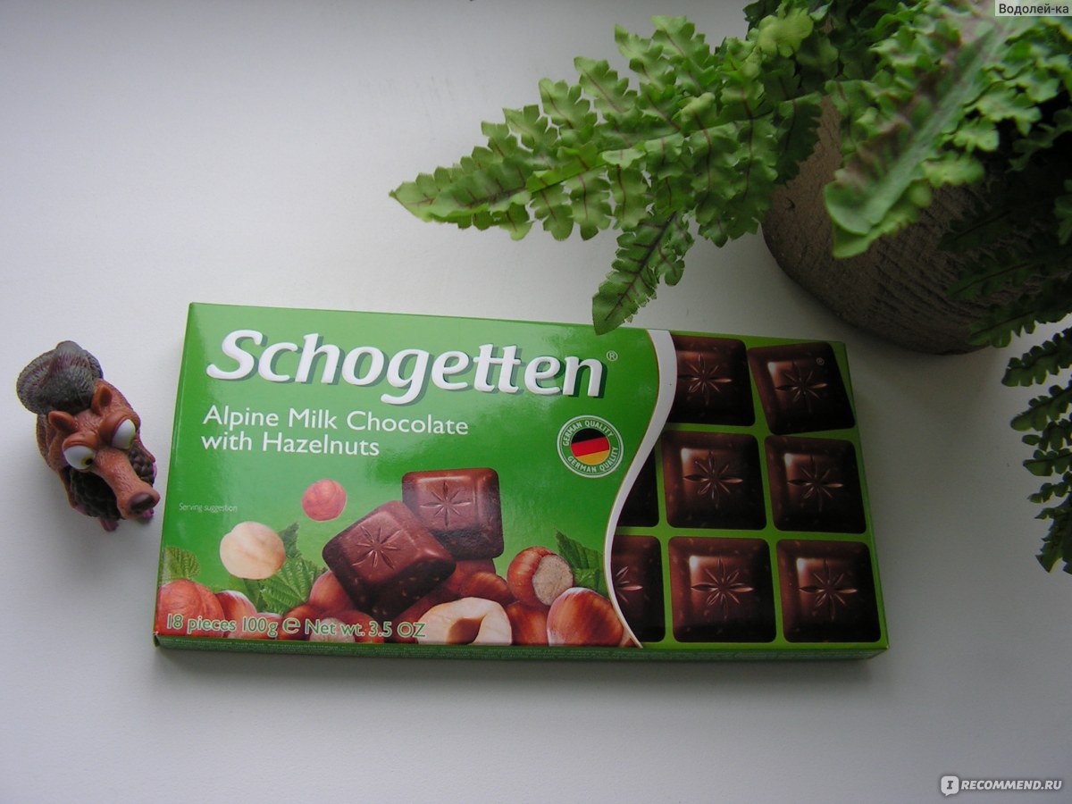 Шоколад Schogetten Alpine Milk Chocolate with Hazelnuts Альпийский молочный с фундуком порционный