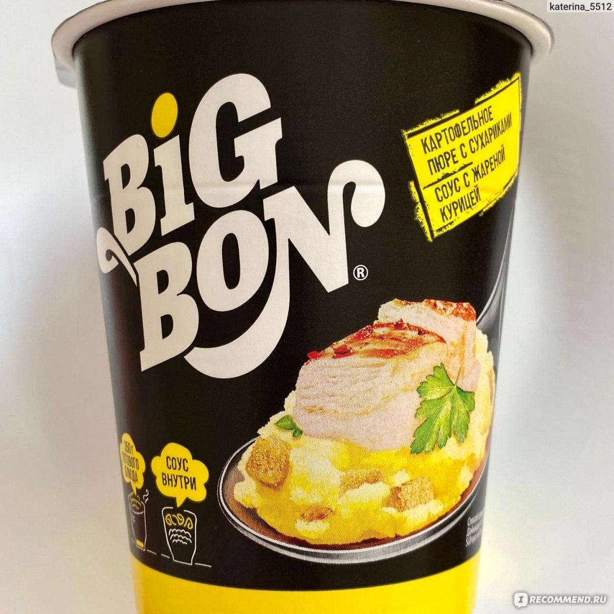 Картофельное пюре быстрого приготовления Big Bon с сухариками и соус с  жареной курицей. - «Мне понравилось 🥣» | отзывы