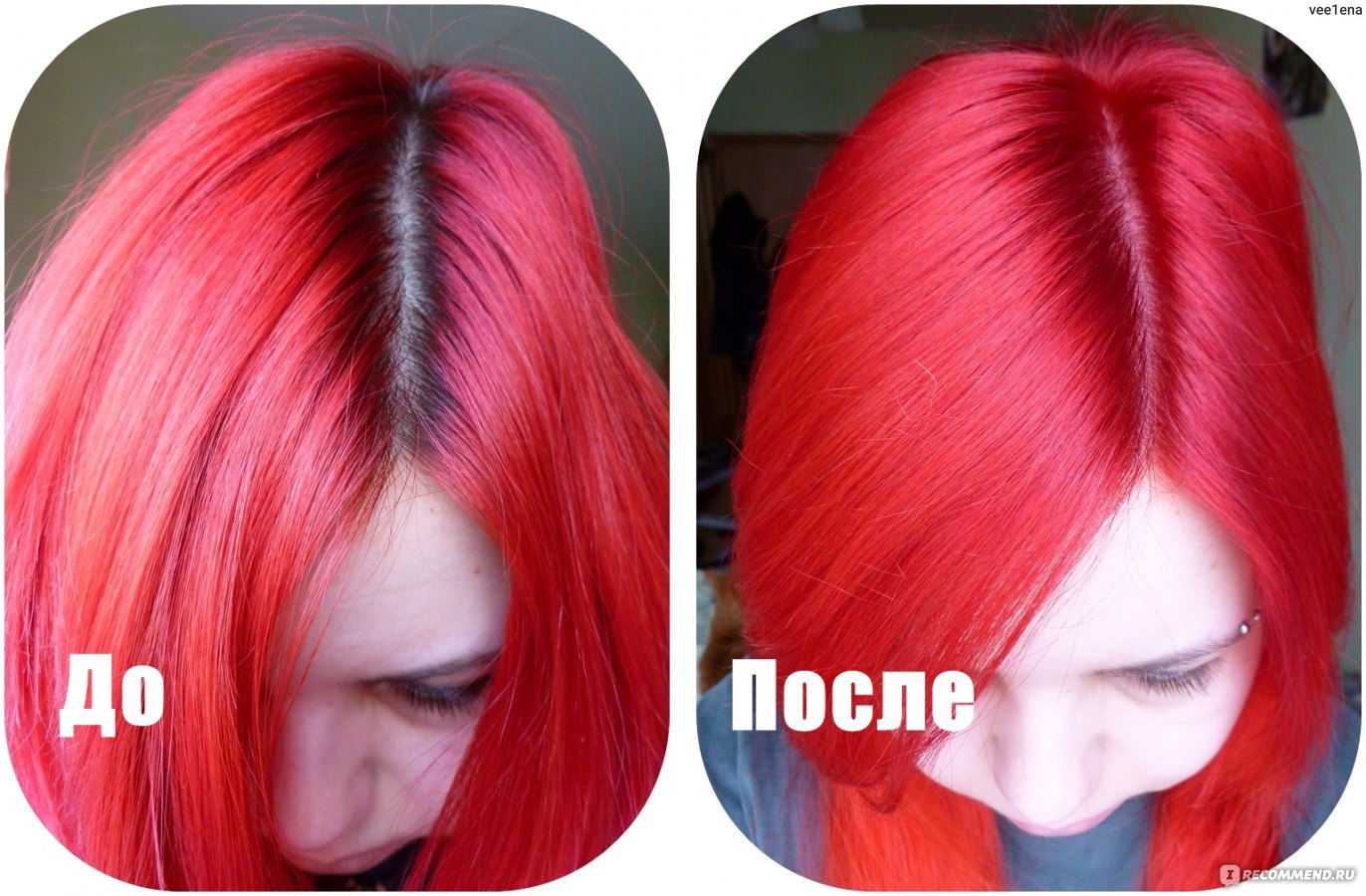 Красный тоник на темные волосы фото до и после