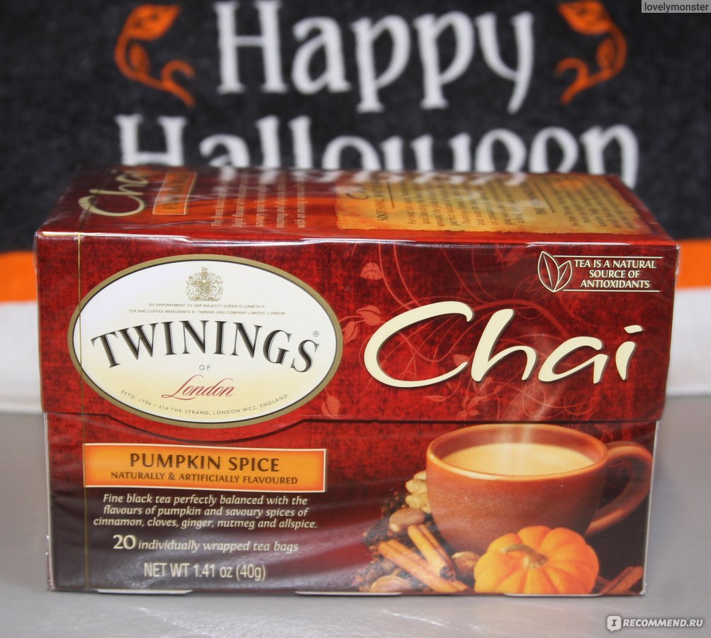 Чай в пакетиках Twinings Chai, Pumpkin Spice, 20 Tea Bags, 1.41 oz (40 g) -  «Чай со специями, пикантная тыква))» | отзывы