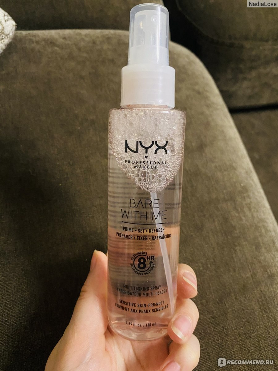 Спрей для фиксации макияжа NYX Professional Makeup 3 В 1 BARE WITH ME  PRIME. SET. REFRESH. MULTITASKING SPRAY - «🌸 Спрей 3в1 от Nyx - мой  мастхэв! Не покупайте подделки-тогда и результат вас порадует! » | отзывы