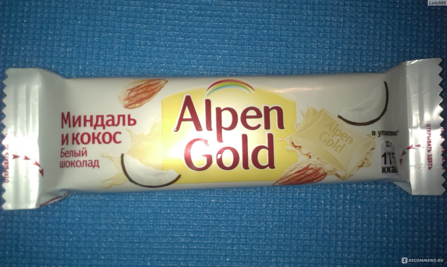Шоколад Альпен Гольд белый миндаль/кокосовая стружка 85г
