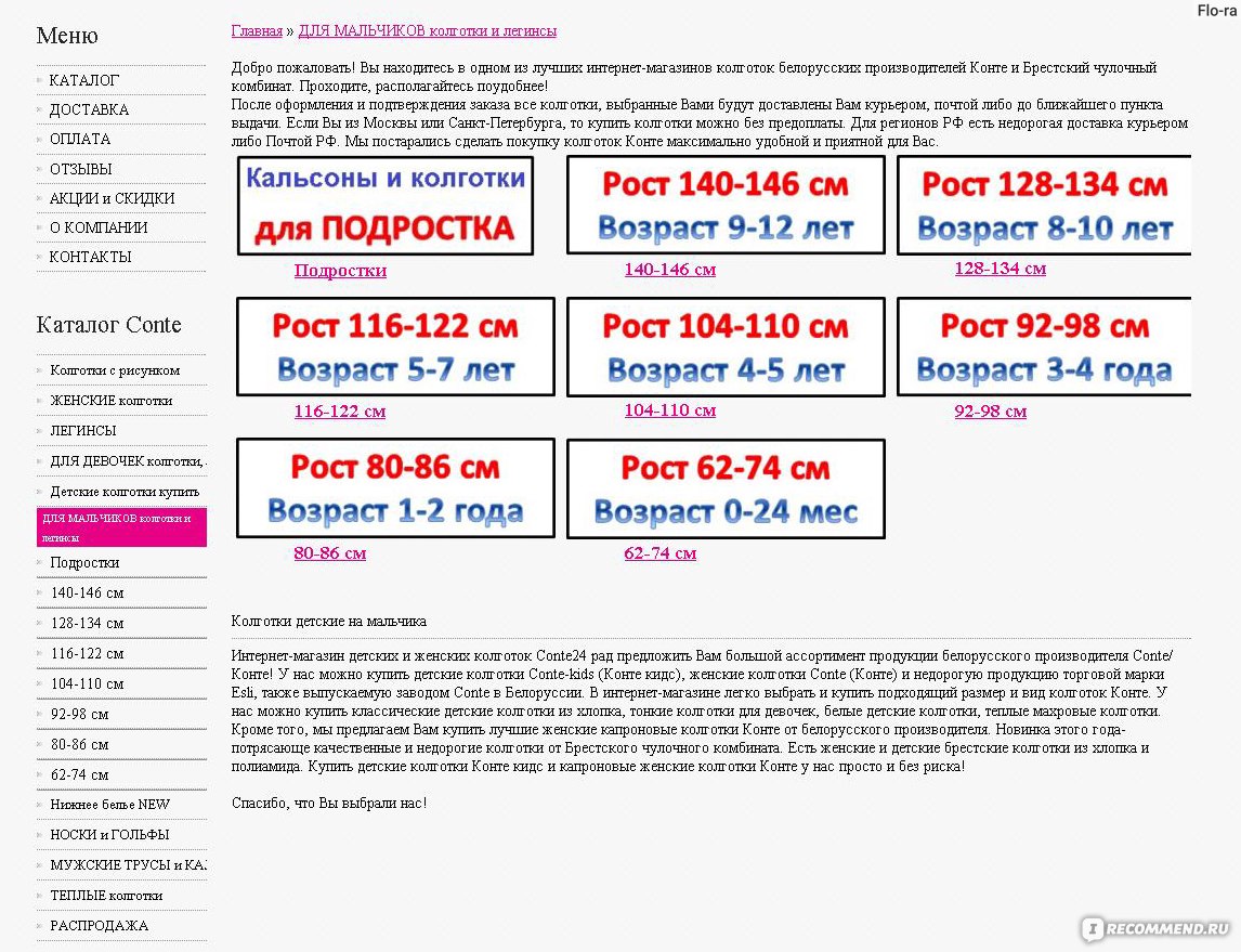 Сайт www.conte24.ru Конте 24 - «www.conte24.ru - интернет-магазин по  продаже продукции белорусской компании Conte на территории России. Внутри  подробный обзор, навигация по сайту, мои покупки. » | отзывы