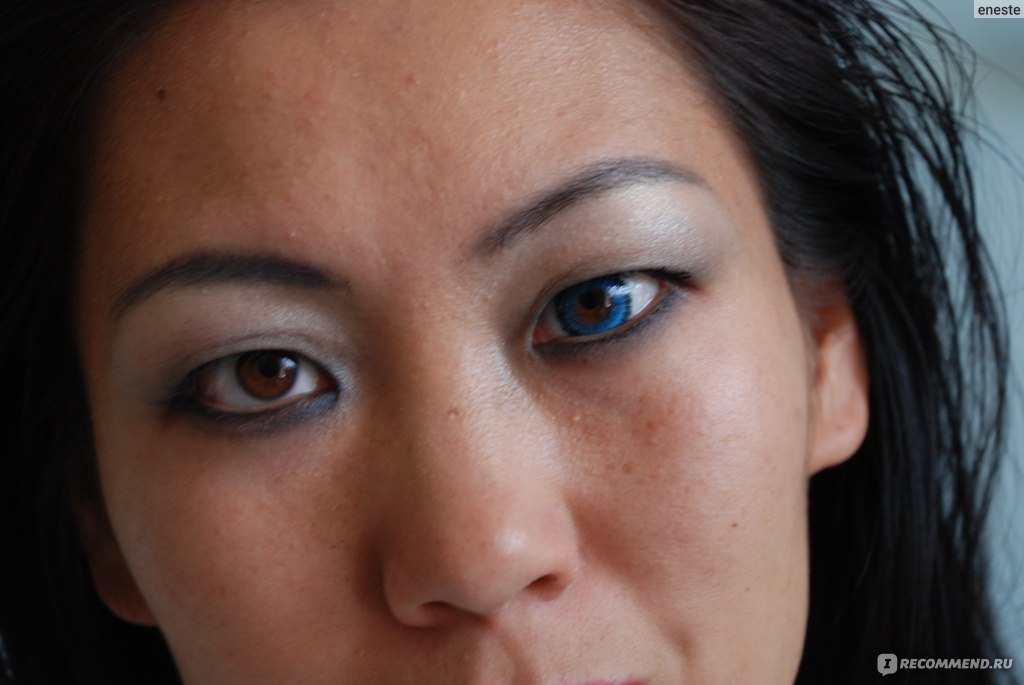 Голубые линзы на карие глаза фото до и после фото