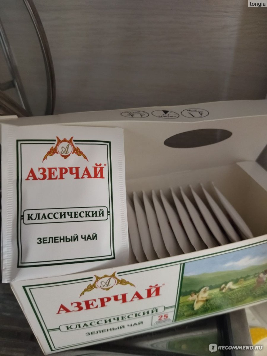 Чай в пакетиках Азерчай Зеленый классический - «Вкусный, ароматный ...