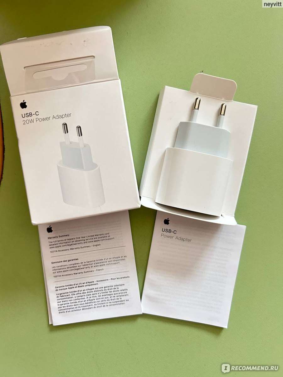 Зарядное устройство Apple 20W USB-C Power Adapter - «Скорее всего это  оригинальный блок, я спокойна за свой телефон» | отзывы