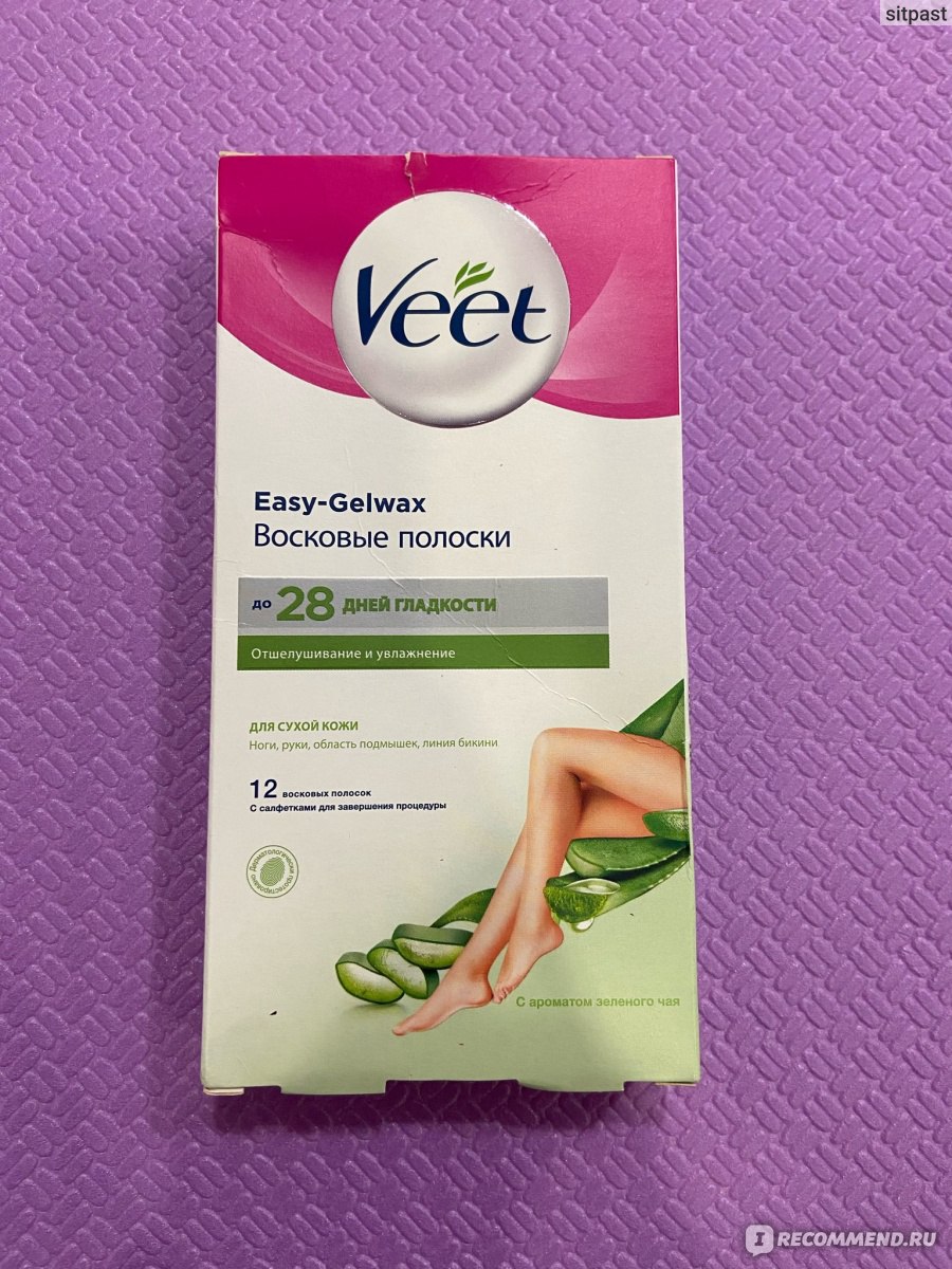 Восковые полоски Veet Easy-Gelwax для сухой кожи с алоэ вера и ароматом  зеленого чая - «Гладкость обеспечена» | отзывы