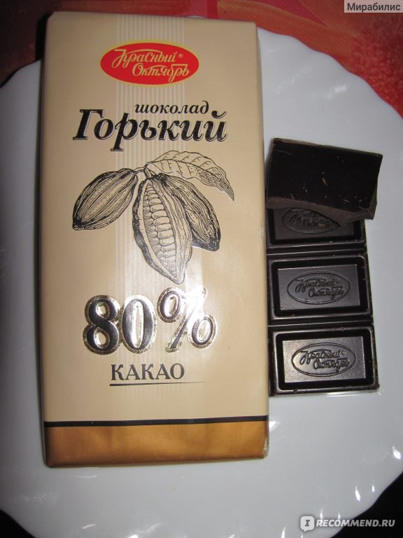 Шоколад Горький красный октябрь 80% какао, 75 гр