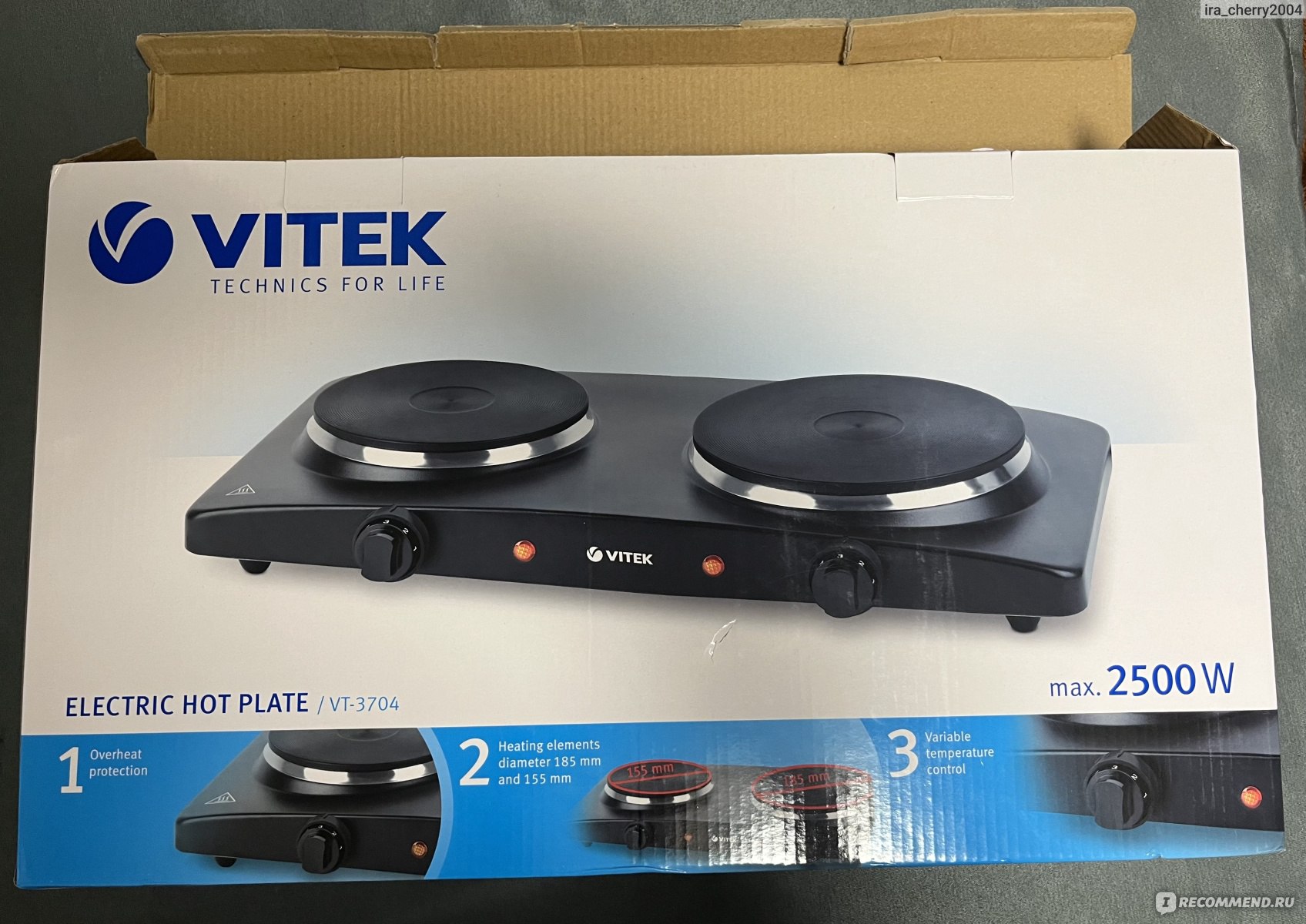 Электрическая плитка Vitek VT-3704 - «Электрическая плитка Vitek VT-3704.  Отличная замена газовой плите. Качественная и красивая.» | отзывы