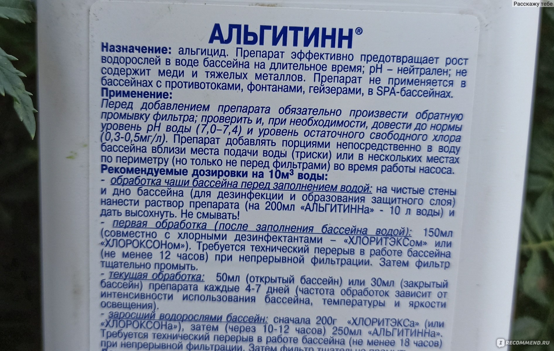 Химические средства для очистки воды в бассейнах Маркопул Альгитинн фото