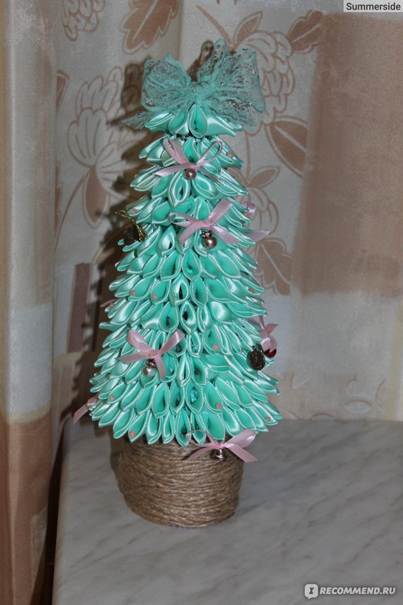 Ёлочка своими руками из атласных лент, канзаши Мк / diy Christmas tree - YouTube