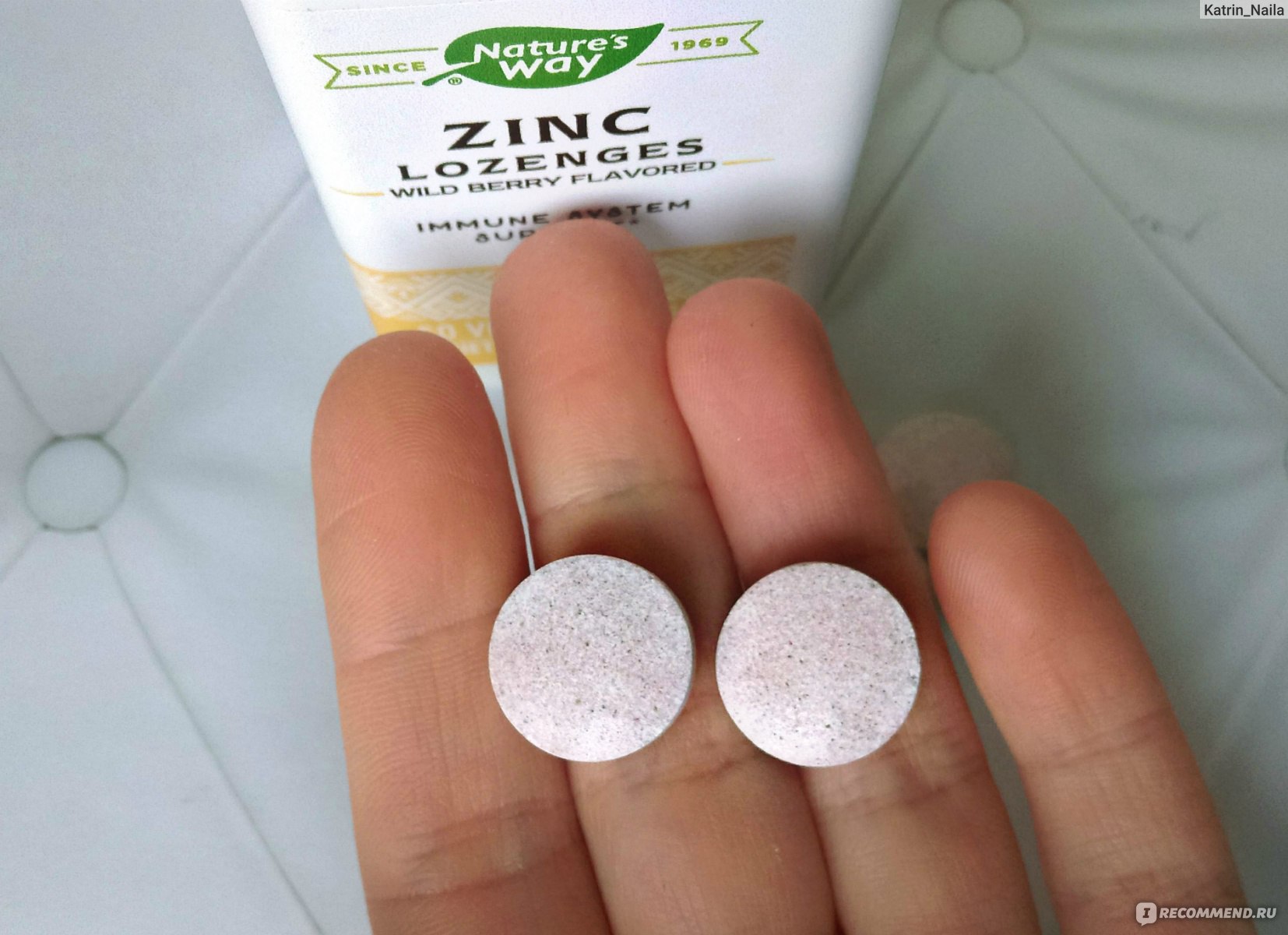 Таблетки от боли в горле Nature's Way Zinc Lozenges, Natural Berry Flavor фото