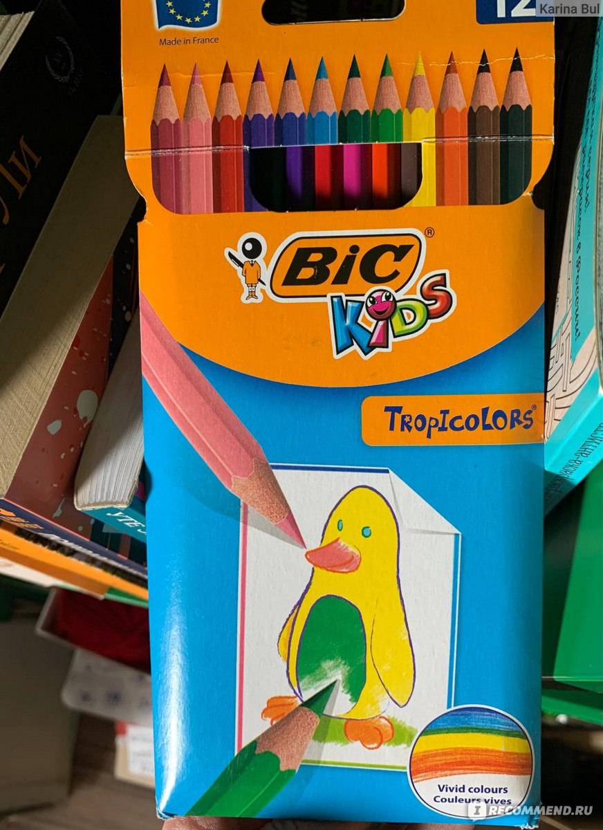 Цветные карандаши Bic Tropicolors 12 цветов - «Яркие качественные карандаши  на каждый день » | отзывы