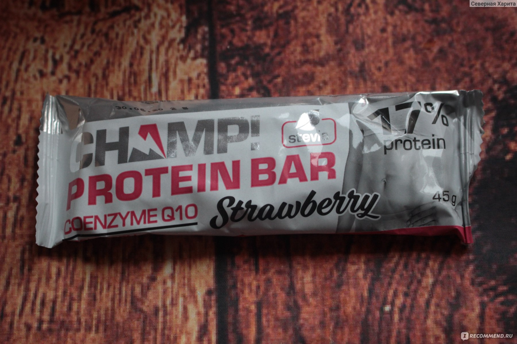 Протеиновый батончик Леовит Champ! Protein bar Strawberry фото
