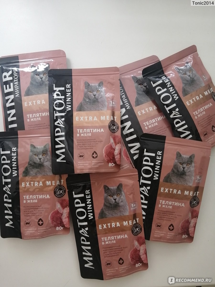 Корм для взрослых кошек с чувствительным пищеварением МИРАТОРГ Winner полнорационный консервированный Телятина в желе фото