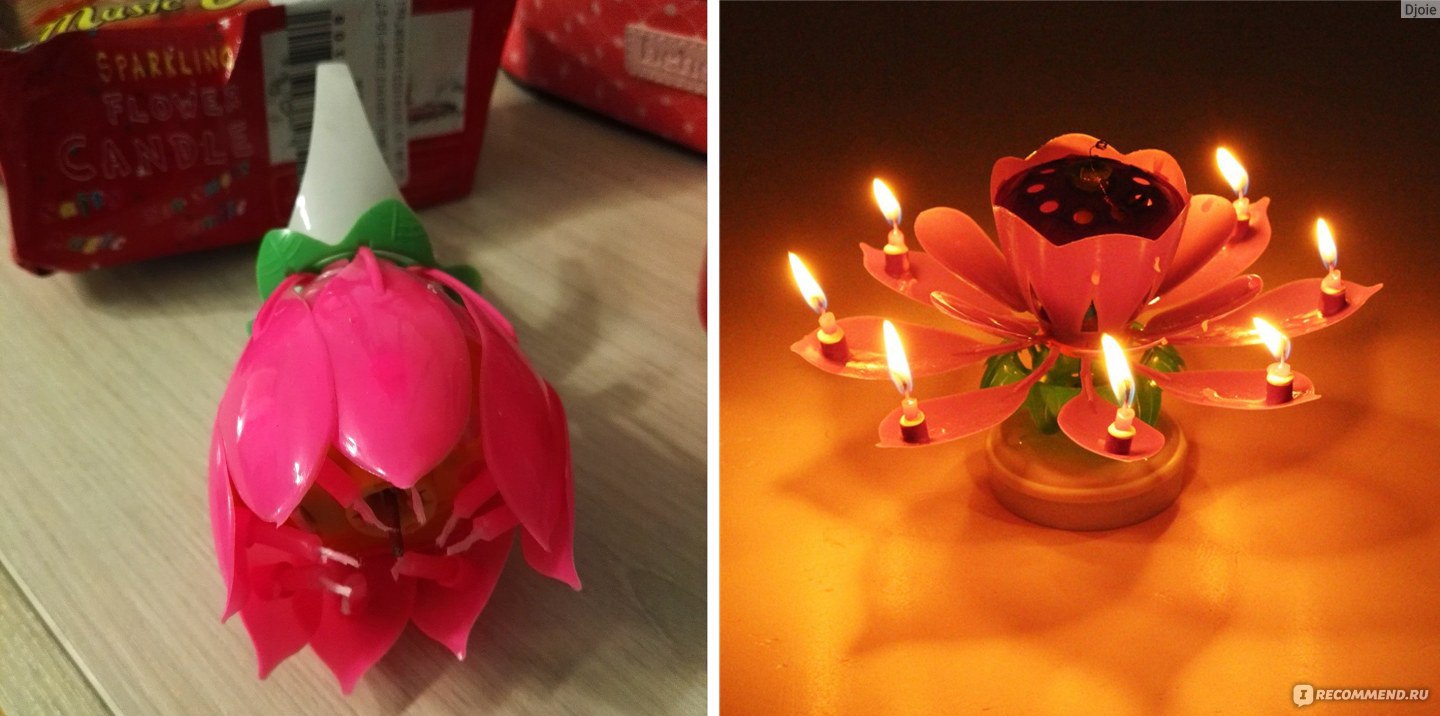 Музыкальная свеча "Лотос" AliExpress Magic Musical Lotus Flower Flame Candles Happy Birthday Cake Party Lamp Surprise Gift Lights Rotation Decoration Open Lotus фото