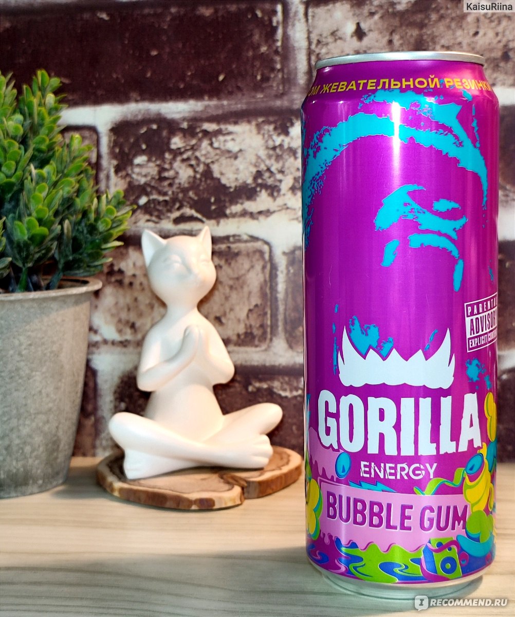 Энергетический напиток Gorilla Bubble Gum - «Энергетик для диетика Gorilla  Bubble Gum. Розовая 