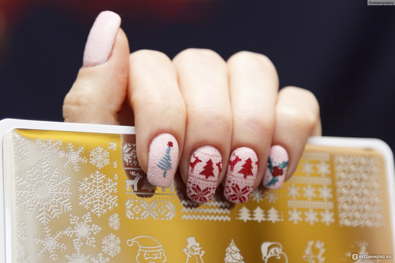 Дед Мороз со Снегурочкой стемпинг для ногтей пластины