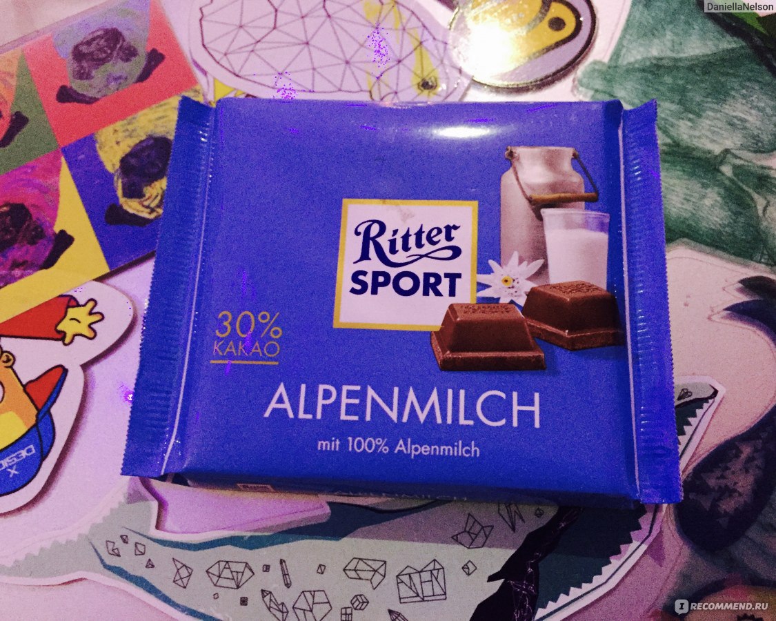 Молочный шоколад Ritter Sport с альпийским молоком 30% какао - «Масло  мясляное или самый идеальный десерт для сладкоежек - Шоколадный шоколад в  шоколаде! + мой рецепт с шоколадкой Ritter Sport!» | отзывы