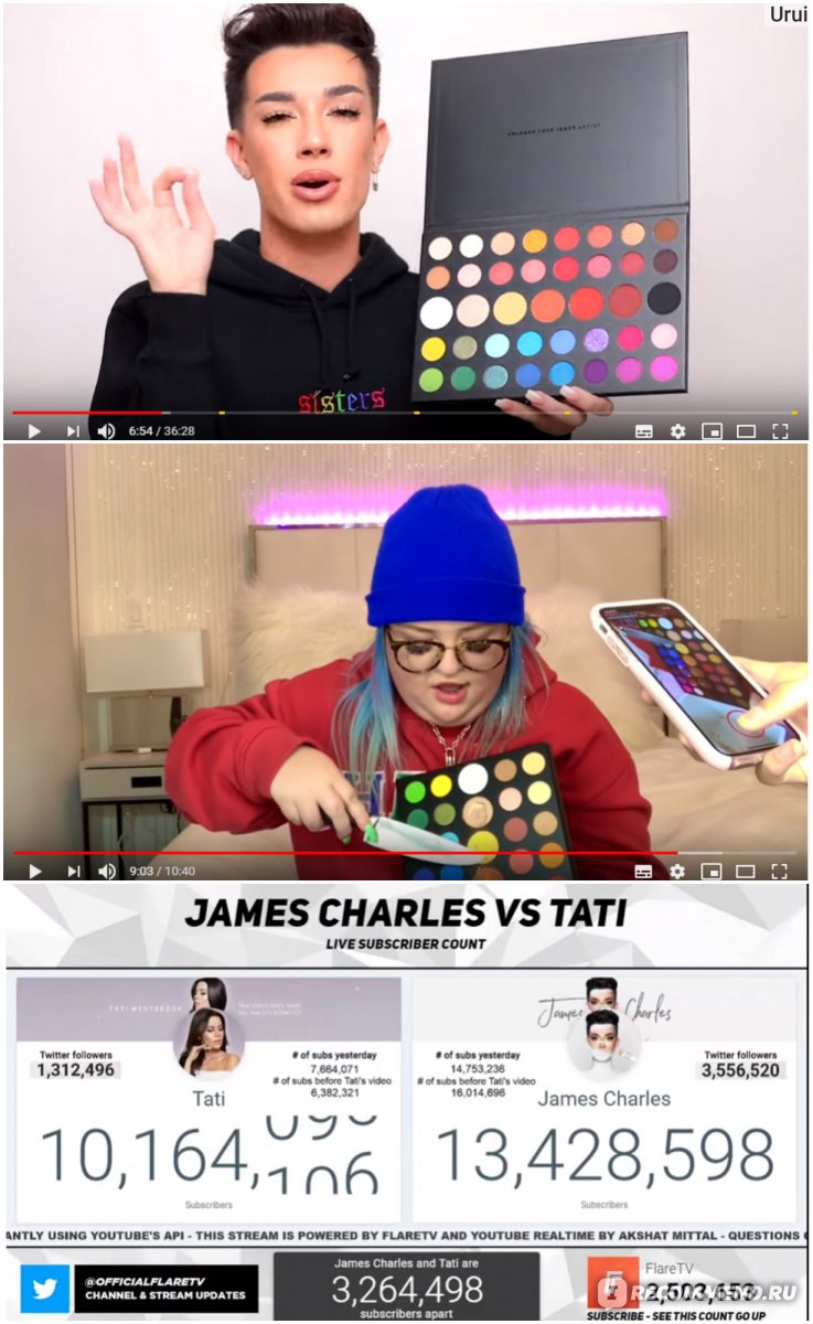 Сайт James Charles https://www.youtube.com/channel/UCucot-Zp428OwkyRm2I7v2Q  - «О драме James Charles vs Tati. Самое громкое падение и самый быстрый  взлет в истории YouTube платформы» | отзывы