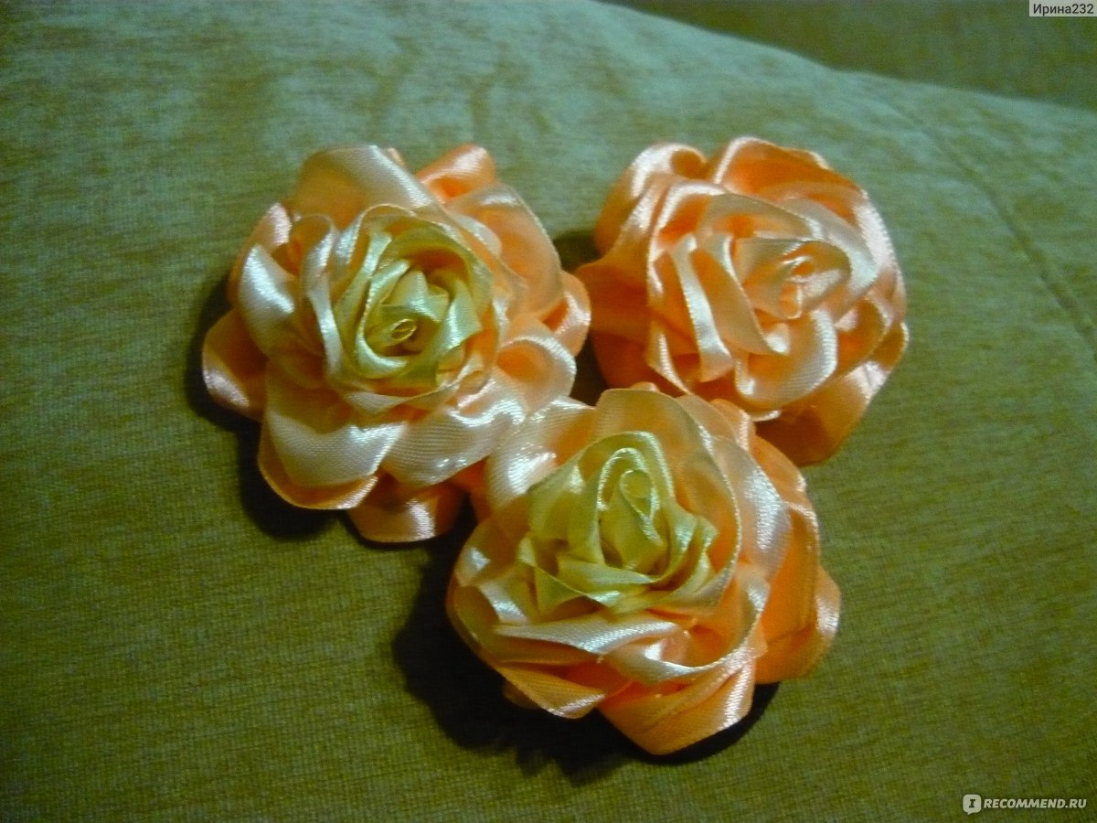 Как сделать маленькие розы Канзаши из узких атласных лент