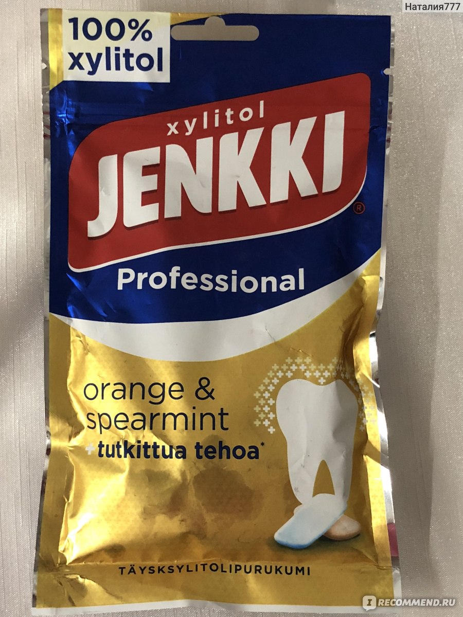 Жевательная резинка Jenkki Professional Orange-spearmint - «Жевательная  резинка с ксилитом поможет очистить зубы после еды и освежит дыхание.» |  отзывы