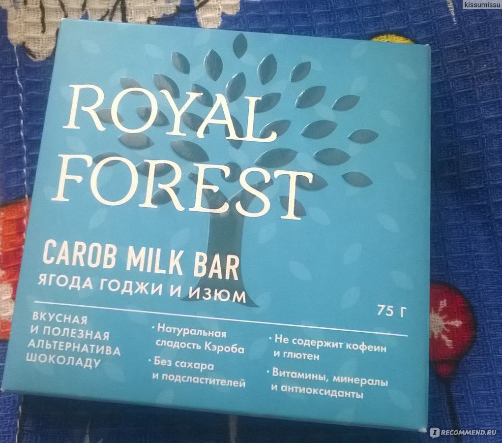 Royal Forest Carob Milk Bar ягоды годжи и Изюм, 75 гр