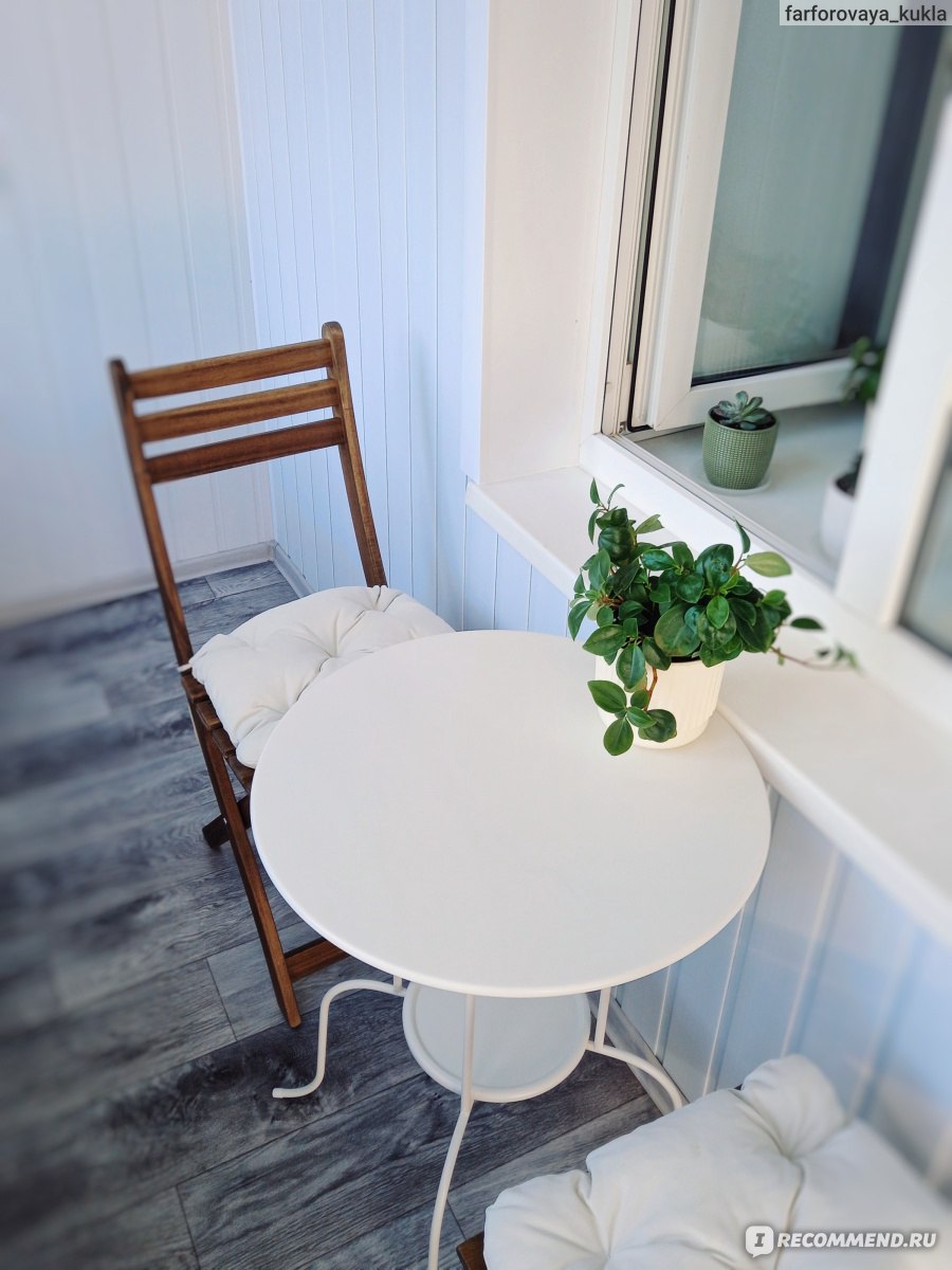 Балконный стол+1 складной стул АСКХОЛЬМЕН, серый, коричневая морилка