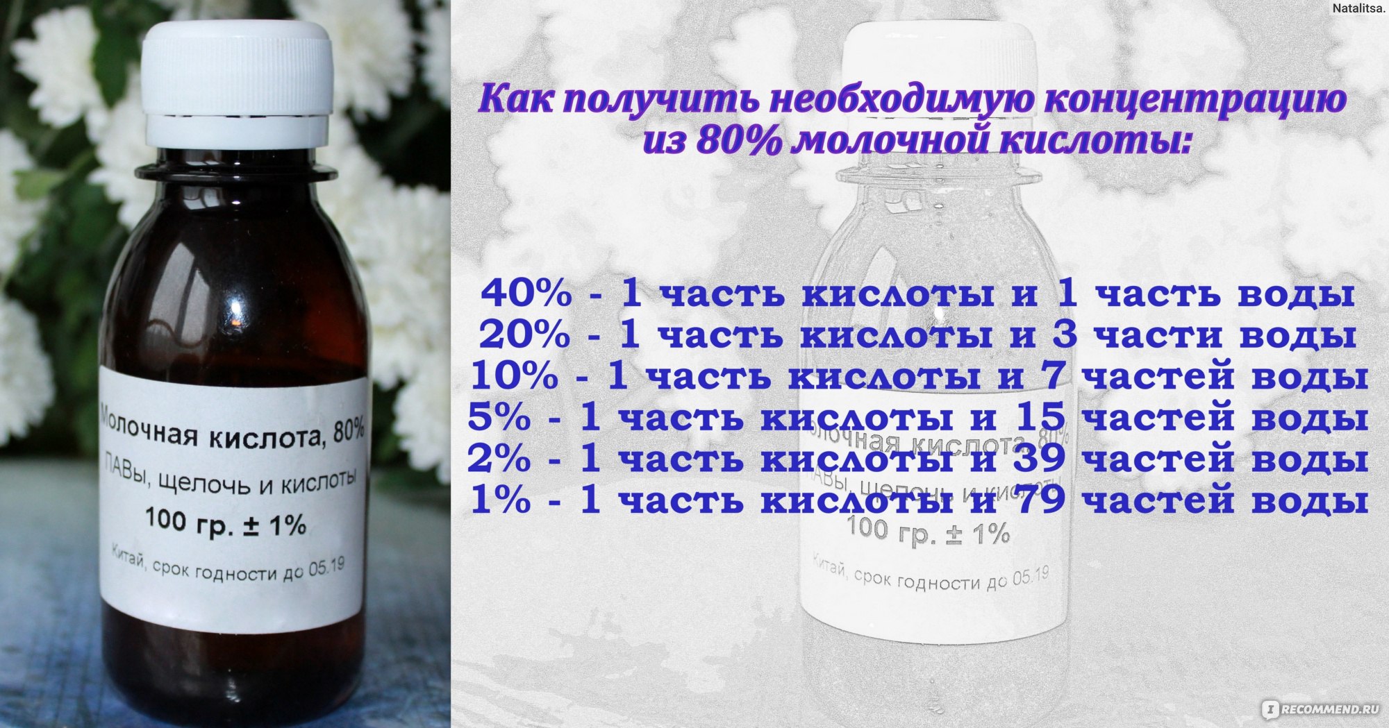 Молочная кислота 80% - «Молочная кислота - одно из самых лучших средств для  ухода за кожей. Как ПРАВИЛЬНО её использовать, чтобы не навредить и  добиться наилучшего результата. ПИЛИНГ молочной кислотой в домашних условиях.»  | отзывы