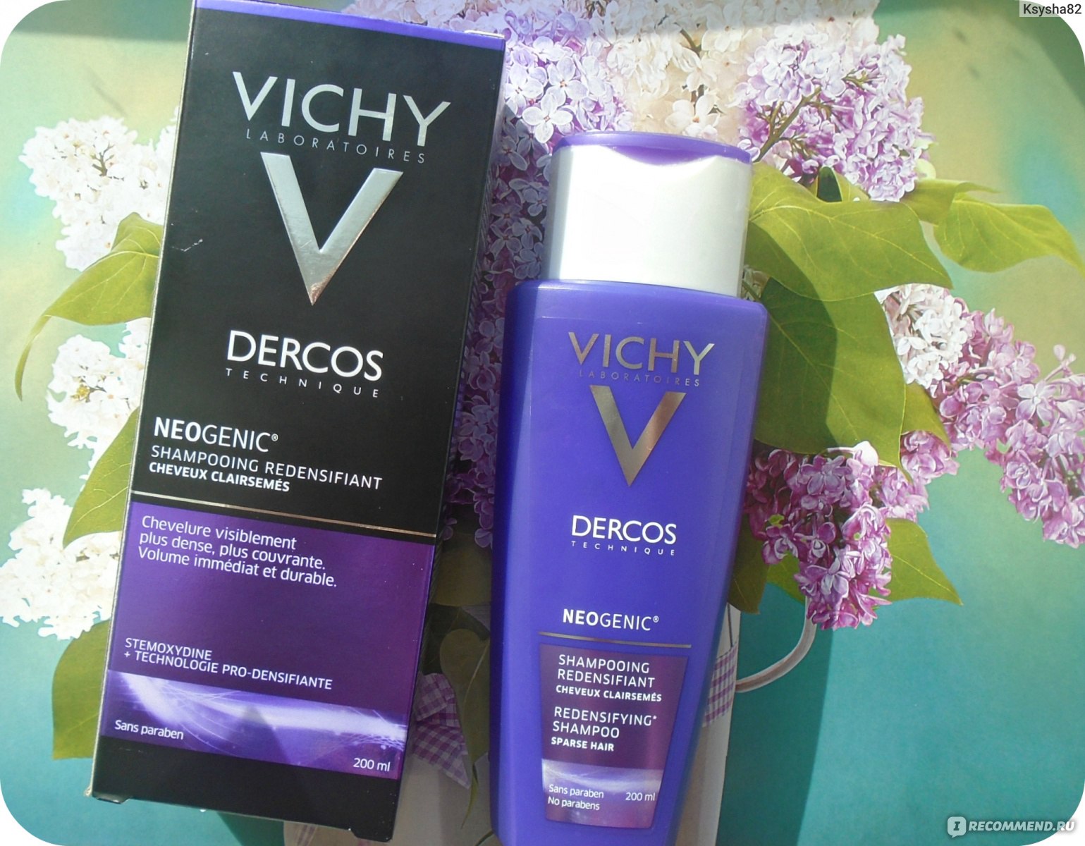 Средства для волос vichy отзывы. Vichy Neogenic шампунь. Виши шампунь для густоты. Vichy шампунь фиолетовый. Виши шампунь сиреневого цвета.