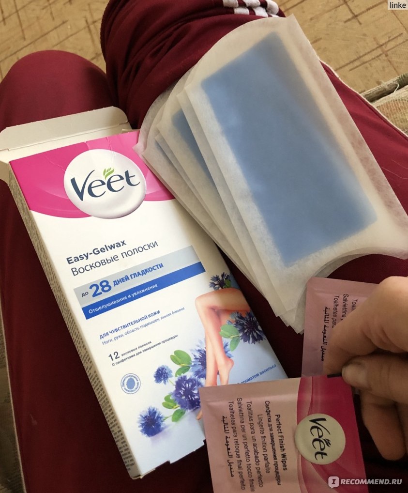 Восковые полоски Veet с миндальным маслом и ароматом василька - «Хорошие  восковые полоски для быстрого удаления волос, но я всегда дорабатываю  эпилятором свои жесткие волосы» | отзывы