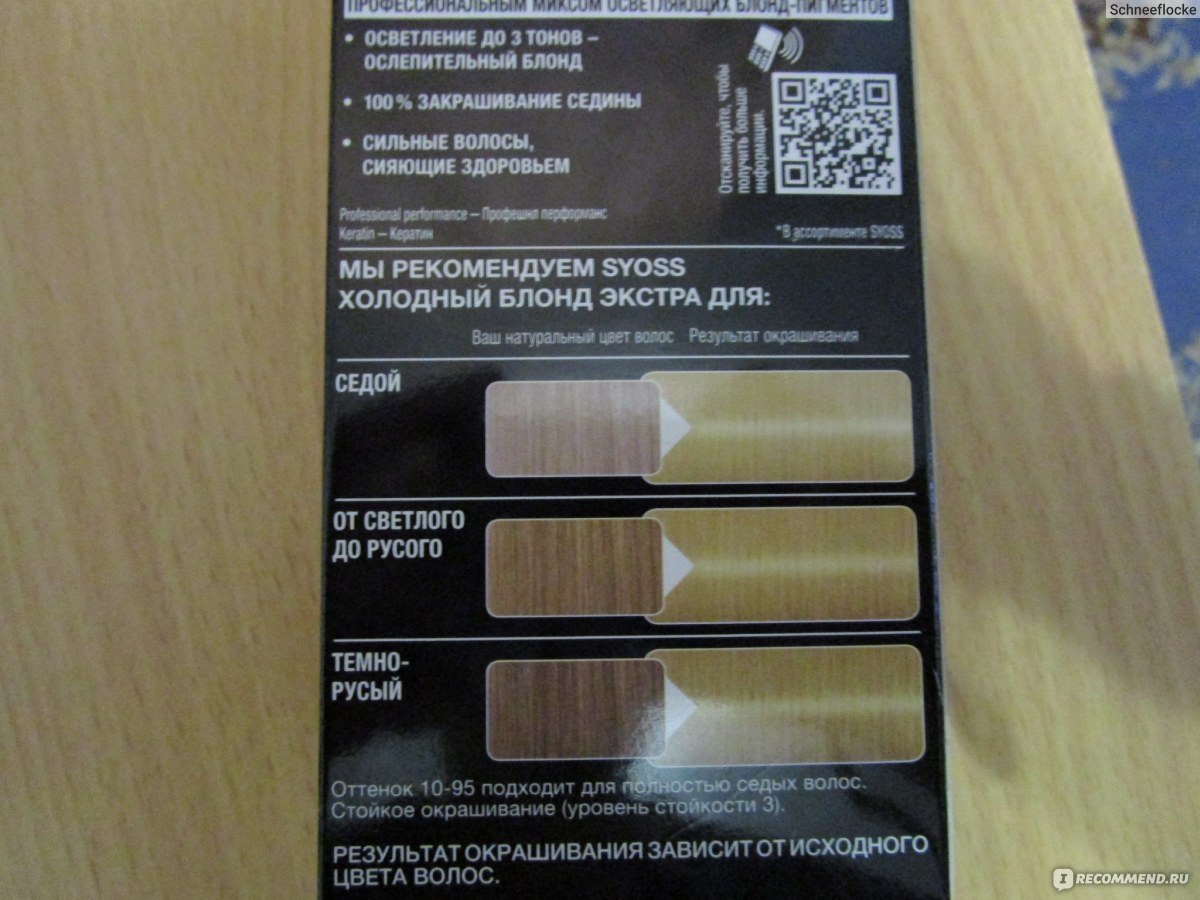 Syoss color стойкая крем краска для волос 10-95 холодный блонд экстра