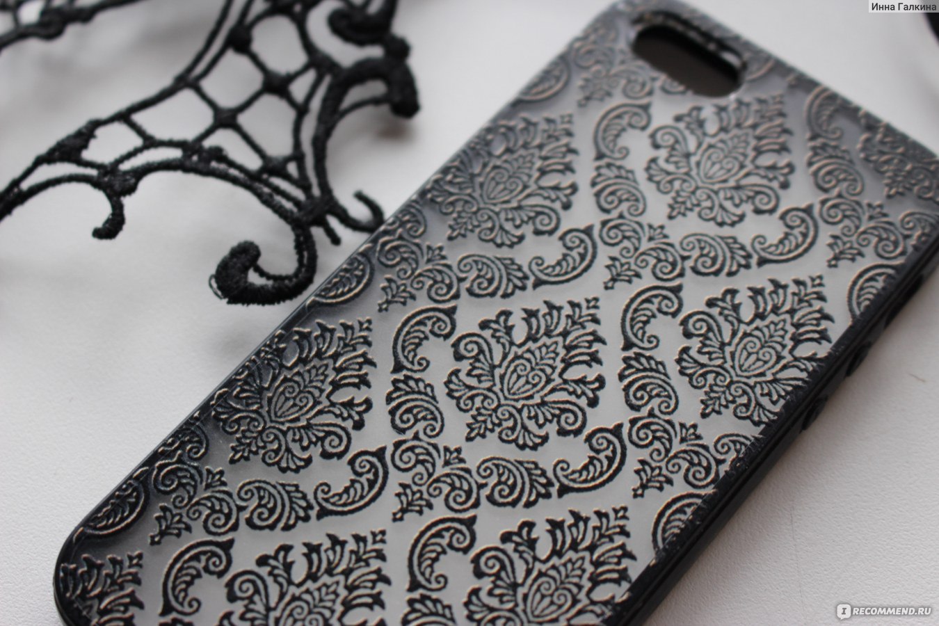 Чехол для мобильного телефона Aliexpress Hot damask vintage pattern rubber  protector hard case cover for Apple iPhone 5/5S black - «Даже после года  носки, он идеален! Очень красивый винтажный чехольчик за копейки!» |