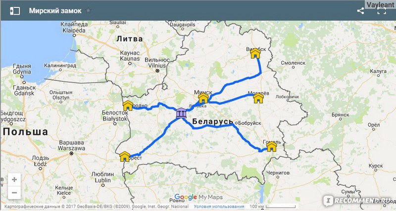 Мирский замок в белоруссии карта