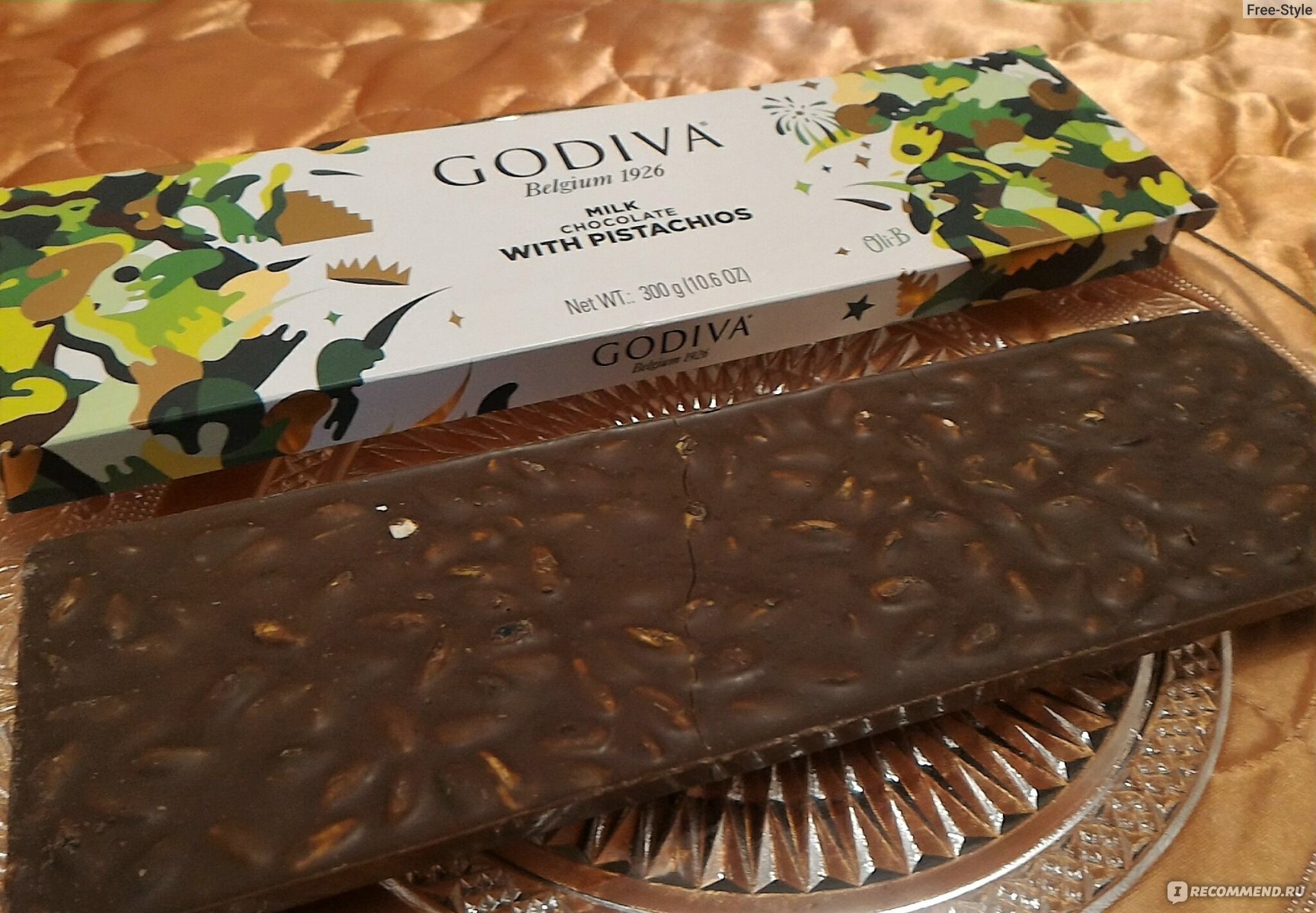 Godiva Belgium молочный шоколад фисташка