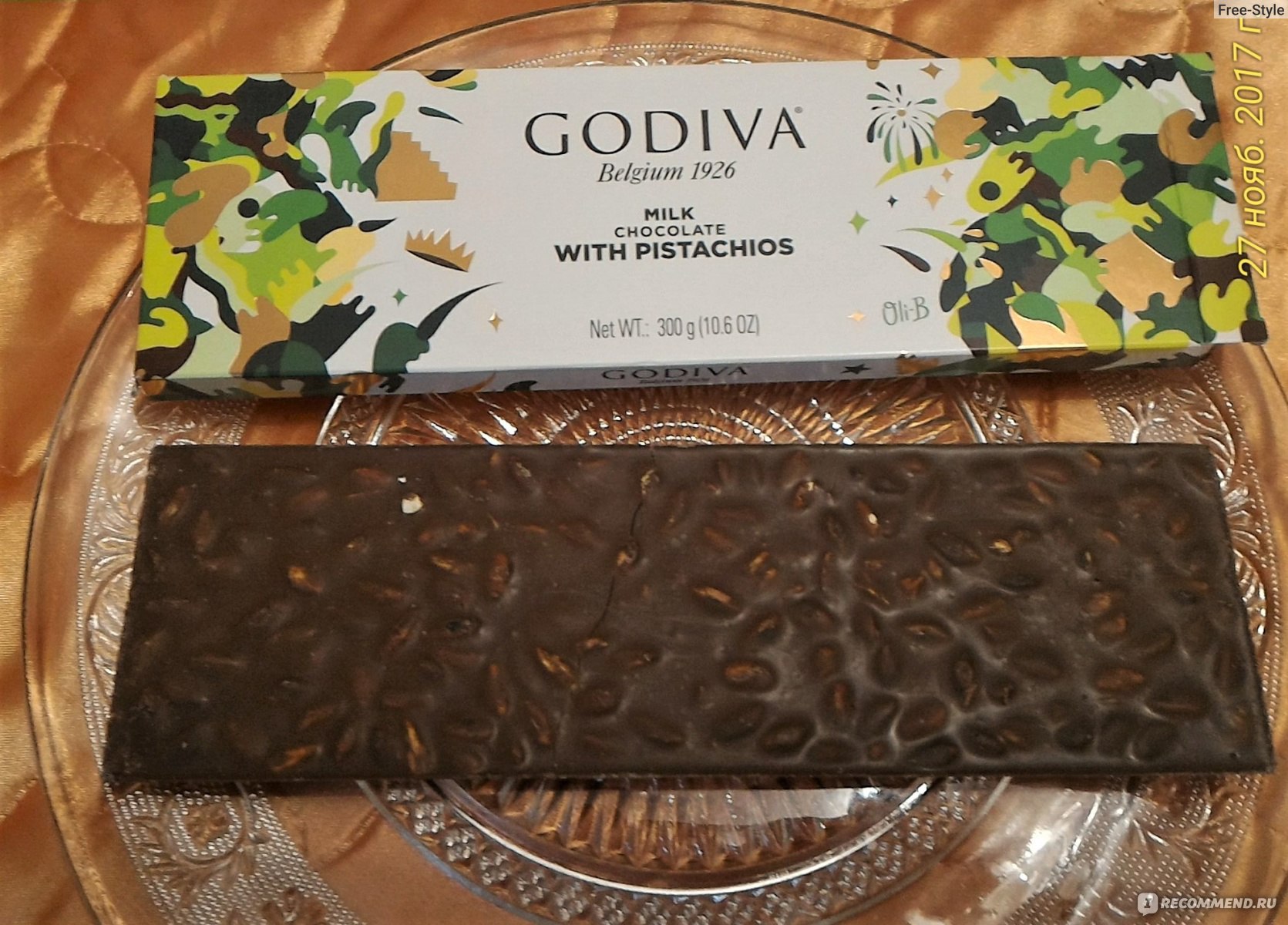 Godiva Belgium молочный шоколад фисташка