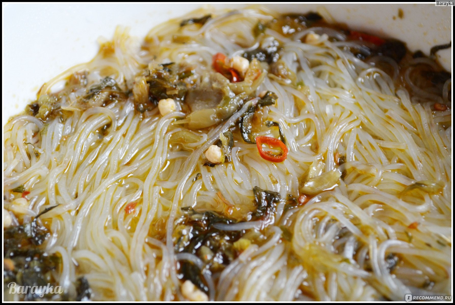 Лапша быстрого приготовления Baijia рисовая с квашеной капустой и рыбой Chenji, 110 г фото